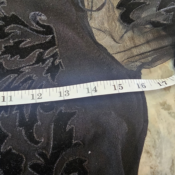 INC Black Mesh Sleeve Burnout Velvet Tunic Top Size Small - Picture 5 of 6